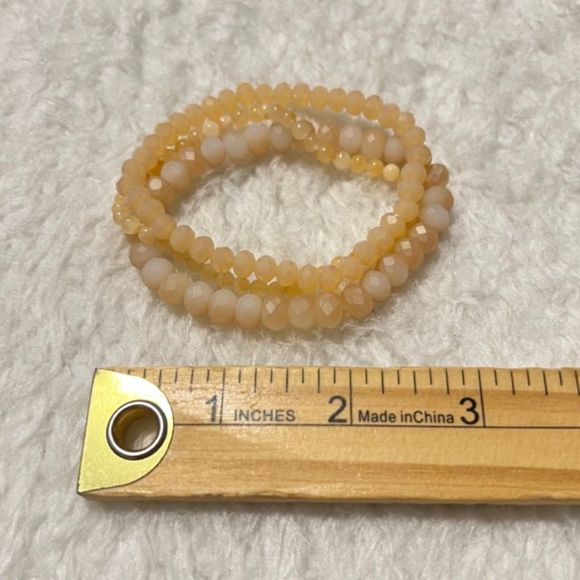 Lot of 3 Peach Faceted Graduated Beads Elastic Bracelet - Picture 7 of 7